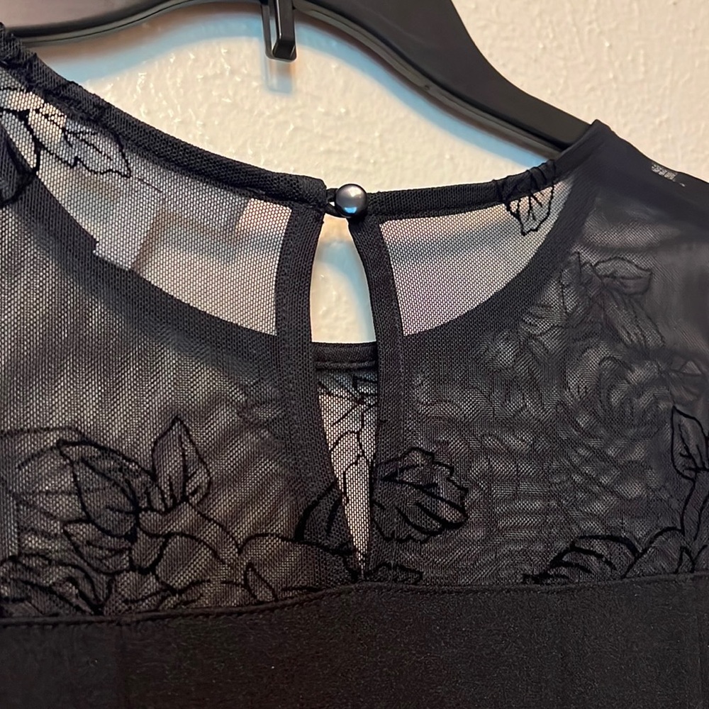Monteau Black Lace Half Sleeve Dress Size PM - Picture 6 of 10